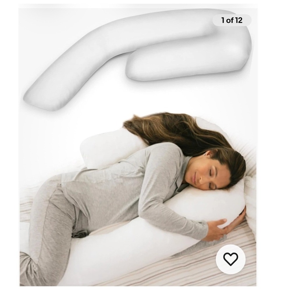 MedCline Therapeutic Body Pillow White Memory Foam New Side Sleeper J-Shape